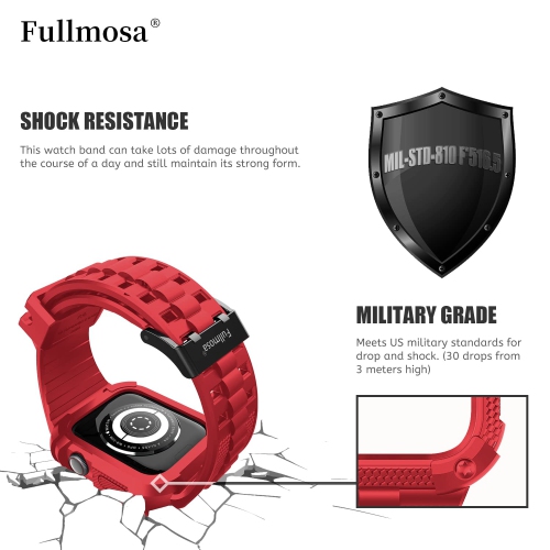 Bracelet Apple Watch 44 mm pour hommes, bracelet robuste avec serre-tête pour iWatch 44 mm Series 6/5/4/se/SE2, 44 mm, rouge