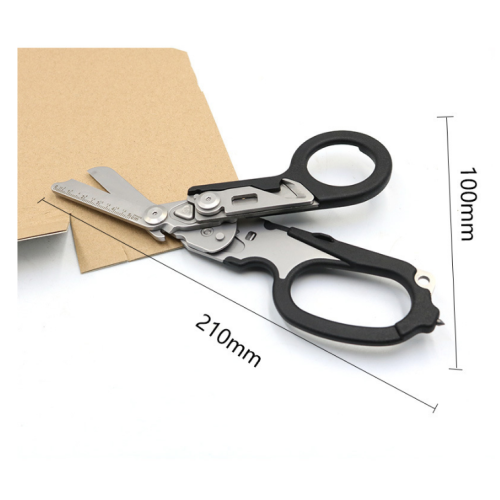 Ciseaux multifonctions 6 en 1 à réponse d'urgence avec coupe-sangle et verre noir avec étui de ceinture compatible molle