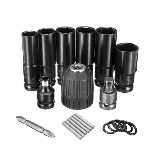 Drillpro – Ensemble de 10pcs clés à choc pneumatique, 1/2 po, adaptateur de mandrin métrique à entraînement carré