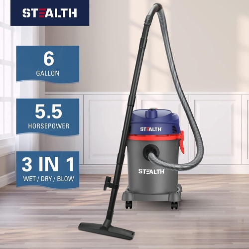 [USA Direct]STEALTH 3 in 1 EMV052 6 Gallon Wet Dry Vacuum Powerful 5.5 Horsepower Motor Multifunctional Shop Vacuum with Blower Portable Vacuum