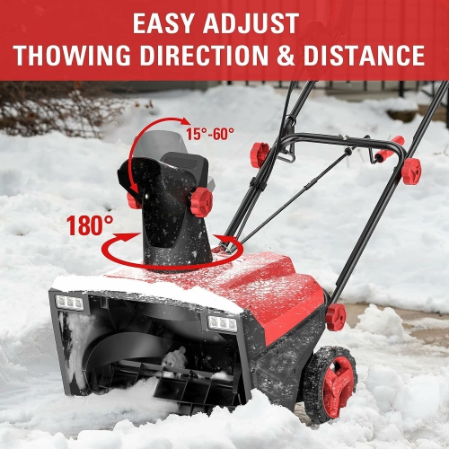 [USA Direct]ECOMAX ELG10 Electric Snow Thrower Powerful Performance 780lbs Snow Per Minute 30 Feet Throwing Distance LED Lights for Day and Night