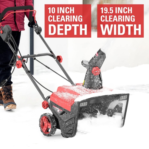 [USA Direct]ECOMAX ELG10 Electric Snow Thrower Powerful Performance 780lbs Snow Per Minute 30 Feet Throwing Distance LED Lights for Day and Night