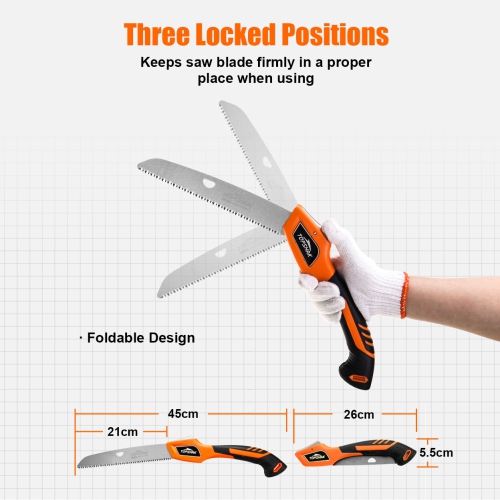TOPSHAK TS-DS2 8-Inch 210mm Folding Saw SK-5 High Carbon Steel Triple Cut Teeth Japanese Pull Saw