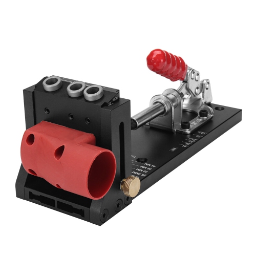 ENJOYWOOD XK4S PRO Pocket Hole Jig with Stabilizing Bar Stop Block Aluminum Alloy Woodworking Drill Guide for DIY Carpentry Projects