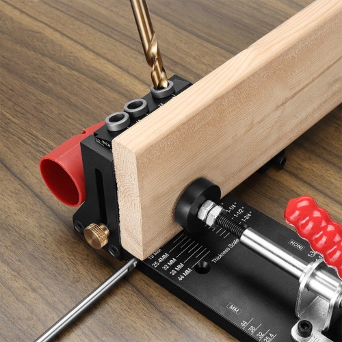 ENJOYWOOD XK4S PRO Pocket Hole Jig with Stabilizing Bar Stop Block Aluminum Alloy Woodworking Drill Guide for DIY Carpentry Projects