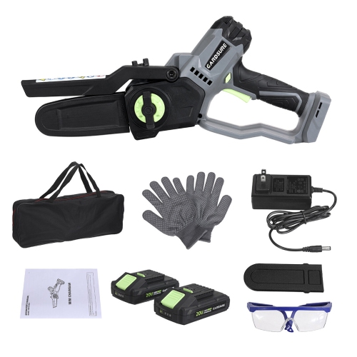 GARDSURE Mini Chainsaw 6 inch Electric Chainsaw Cordless Brushless Motor Chainsaw with 2 Pack 20V 2.0Ah Li-ion Batteries Chainsaw for Tree Branch