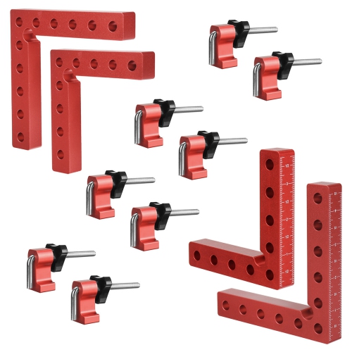 4 Pack VEIKO 120mm x 120mm 90 Degree Right Angle Clamps Positioning Squares MM/Inch Scale Aluminum Alloy Woodworking Carpenter Corner Clamping for