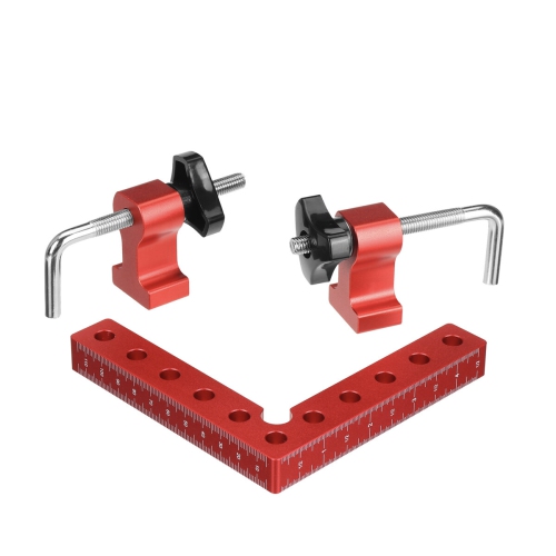 4 Pack VEIKO 120mm x 120mm 90 Degree Right Angle Clamps Positioning Squares MM/Inch Scale Aluminum Alloy Woodworking Carpenter Corner Clamping for