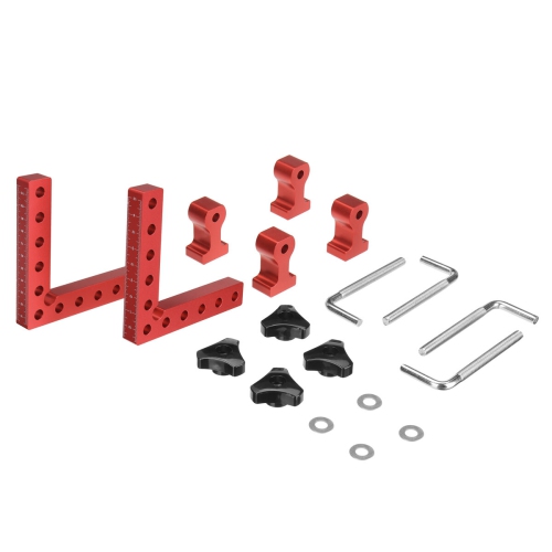 4 Pack VEIKO 120mm x 120mm 90 Degree Right Angle Clamps Positioning Squares MM/Inch Scale Aluminum Alloy Woodworking Carpenter Corner Clamping for