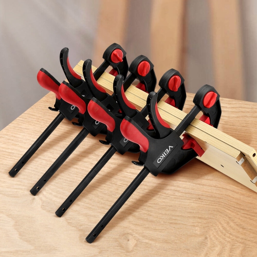 VEIKO 4Pcs 6/12inch Quick-Grip Bar Clamp One-Handed Clamp Spreader Light-Duty Quick-Change F Clamp with 100KG Load Limit Woodworking Clamp