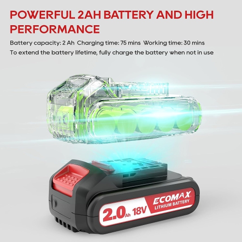 [USA Direct] Ecomax 12" Cordless String Trimmer & Edger 18V Electric Weed Wacker with 2 Battery & Charger Lightweight Weed Eater Edger Lawn Tool with