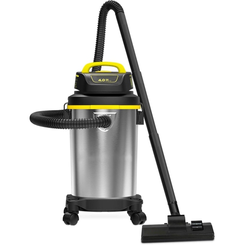 [USA Direct] SL18129 Wet/Dry Vacuum 4 Gallon 4 Peak HP Stainless Steel Tank Powerful Suction Portable Shop Vacuum with Accessories