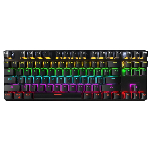 Wired Mechanical Keyboard 87-Key 87% TKL Layout Suspended Keycaps Blue Switch Hot Swappable RGB Backlit Mechanical Gaming Keyboard with Supplement