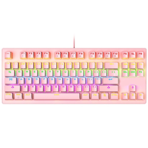 Wired Mechanical Keyboard 87-Key 87% TKL Layout Suspended Keycaps Blue Switch Hot Swappable RGB Backlit Mechanical Gaming Keyboard with Supplement