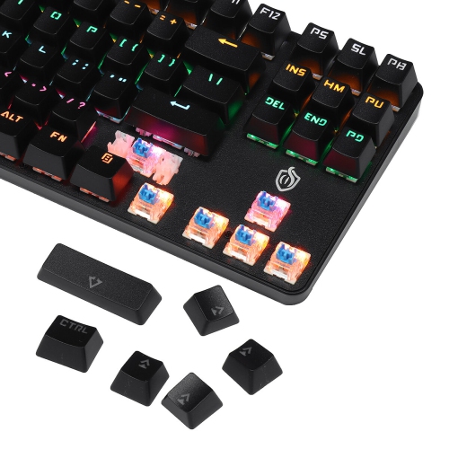 Wired Mechanical Keyboard 87-Key 87% TKL Layout Suspended Keycaps Blue Switch Hot Swappable RGB Backlit Mechanical Gaming Keyboard with Supplement