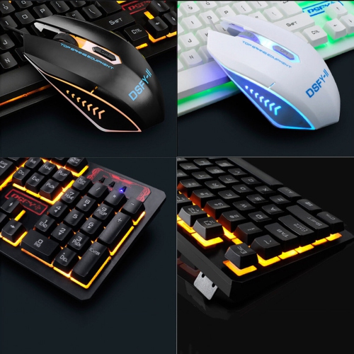 Clavier 3-en-1 USB avec fil Souris 1600 ppp Casque d'écoute coloré Set Gaming Backlight clavier mécanique étanche pour ordinateur portable de