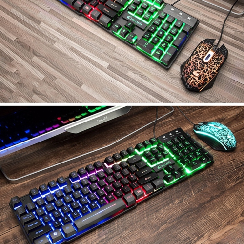 ZIYOULANG T11 Wired Keyboard & Mouse Set 104 Keys RGB Backlight Mechanical Feeling Gaming Keyboard 2400DPI Ergonomic Home Office Mouse for Laptop