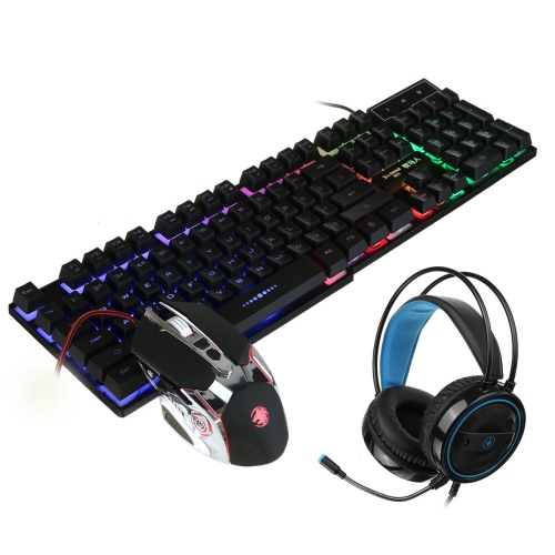 Bakeey Mice Keyboards Headphones Combo 104-Key Backlit Mechanical Waterproof Wired Keyboard G5 800DPI Wired Mice 7.1 Stereo Sound 3.5MM USB E-Sports