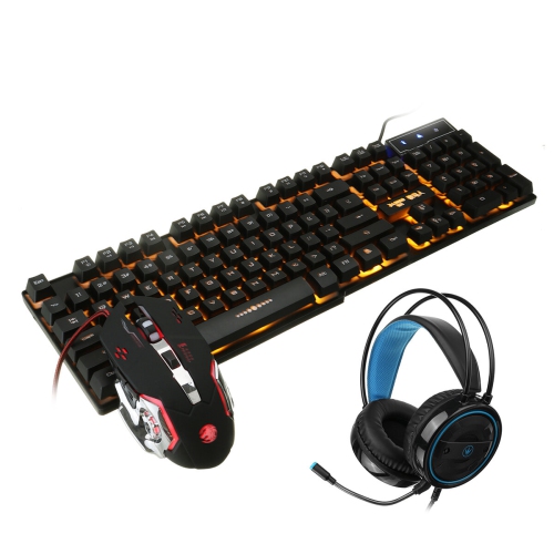 Bakeey Mice Keyboards Headphones Combo 104-Key Backlit Mechanical Waterproof Wired Keyboard G5 800DPI Wired Mice 7.1 Stereo Sound 3.5MM USB E-Sports