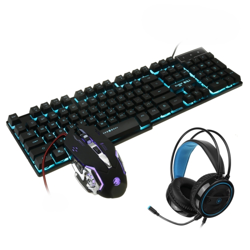 Bakeey Mice Keyboards Headphones Combo 104-Key Backlit Mechanical Waterproof Wired Keyboard G5 800DPI Wired Mice 7.1 Stereo Sound 3.5MM USB E-Sports