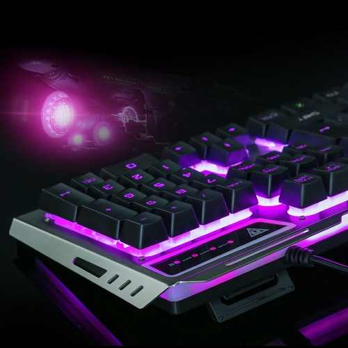 Glowing 104 Keys Keyboard and Mouse Set V1 Wired RGB Mechanical Feeling Keyboard 2400DPI Mouse Combo Set for Game Office Notebook
