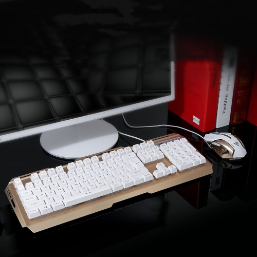 Glowing 104 Keys Keyboard and Mouse Set V1 Wired RGB Mechanical Feeling Keyboard 2400DPI Mouse Combo Set for Game Office Notebook