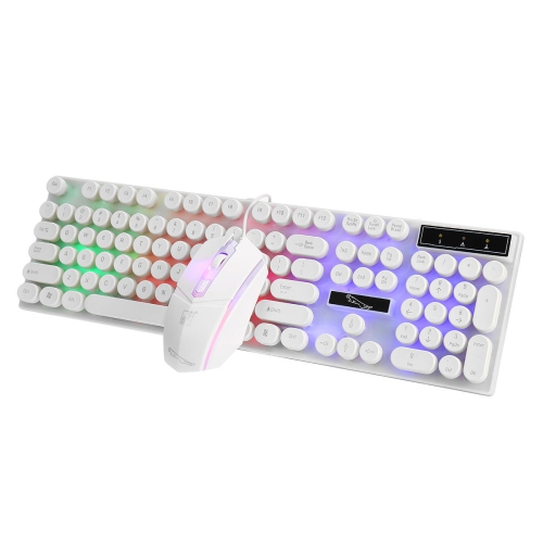 Clavier de jeu USB avec fil et souris de jeu à rétroéclairage coloré de 104 touches pour ordinateur portatif
