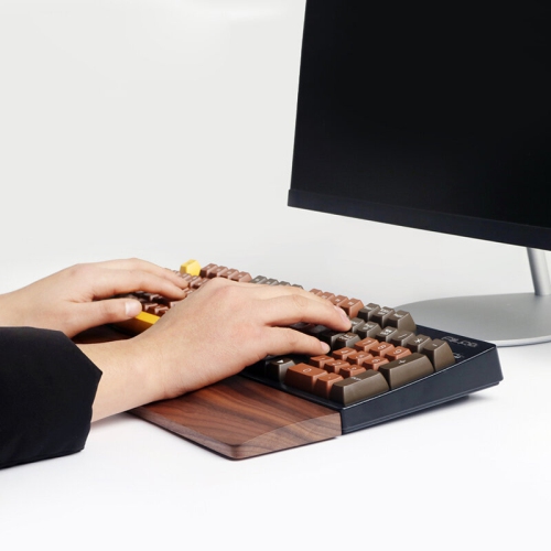 Walnut Wood Wrist Rest Pad Keyboard Wood Wrist Support Protection Mouse Anti-skid Pad for 60% Keyboard or 80% Mechanical Keyboard