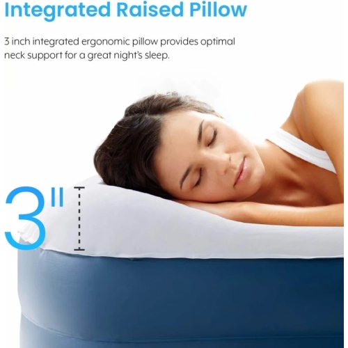 Premium Queen Air Mattress - Elevated Double Bed with Built-in Pump, Raised Pillow, Structured Air-Coil Technology, 20" Height