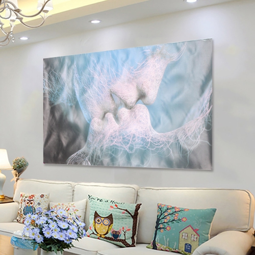 1 Piece Canvas Print Painting Blue Love Kiss Abstract Art Wall Art Picture Print Wall Decor Art Decoration Frameless for Home Office