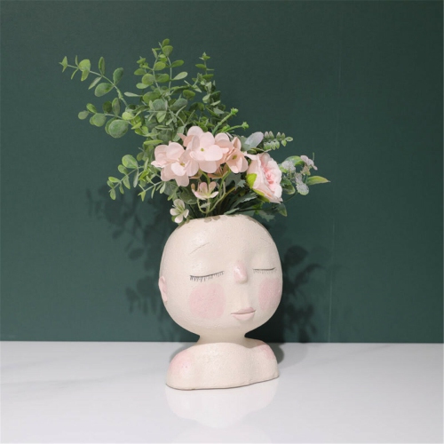 Nordic Doll Shaped Flower Pot Sculpture Flower Pot Art Vase Home Decor Succulents Head Shaped Vase Ornament