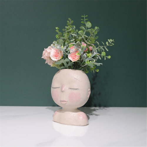 Nordic Doll Shaped Flower Pot Sculpture Flower Pot Art Vase Home Decor Succulents Head Shaped Vase Ornament