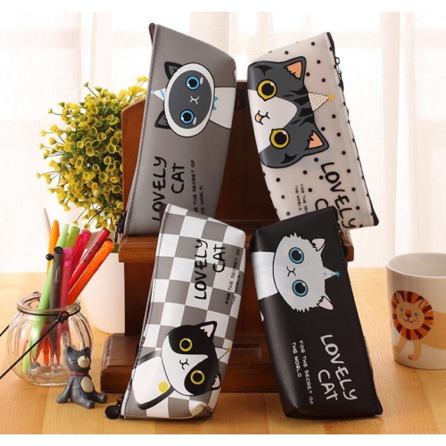 DESKTOP & OFF-SURFA  Cute Cartoon Cat Pencil Case Box Pens Storage Bag Pouch Stationary Makeup Bag