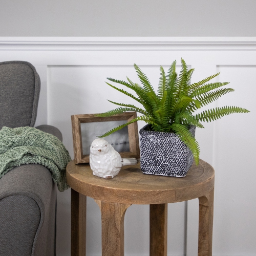 Artificial Boston Fern in Weathered Square Black Tin Pot - 20"