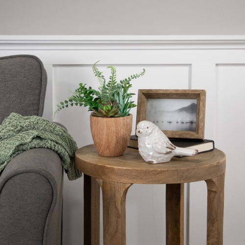 Potted Artificial Mixed Succulents and Fern Arrangement - 12"
