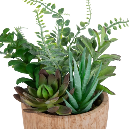 Potted Artificial Mixed Succulents and Fern Arrangement - 12"