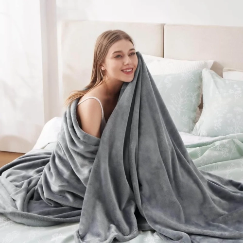 Jeté en molleton gris confortable pour canapé, 50 x 60 po, doux et moelleux