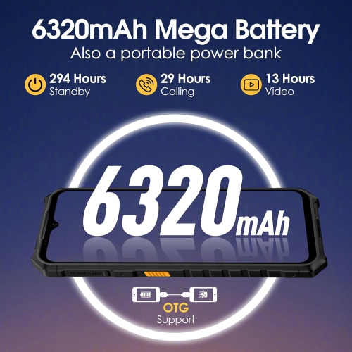 Ulefone Armor X13 Rugged Phone, 6GB RAM+6GB virtual RAM / 64GB, 50MP Rear Camera, 24MP Night Vision Camera, 6.52” Screen, 6320mAh, NFC, GPS, Dual 4G