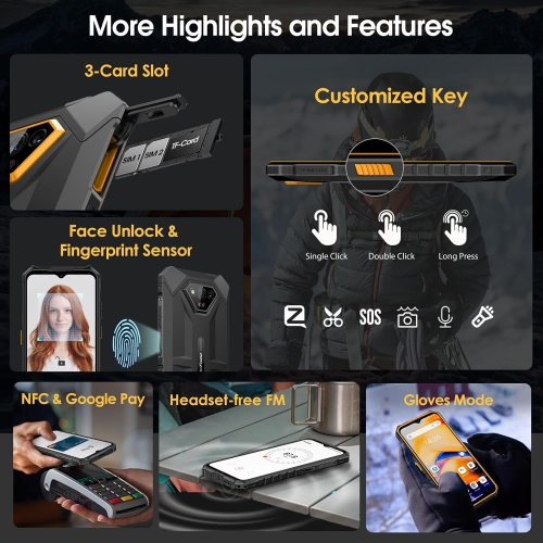 Ulefone Armor X13 Rugged Phone, 6GB RAM+6GB virtual RAM / 64GB, 50MP Rear Camera, 24MP Night Vision Camera, 6.52” Screen, 6320mAh, NFC, GPS, Dual 4G