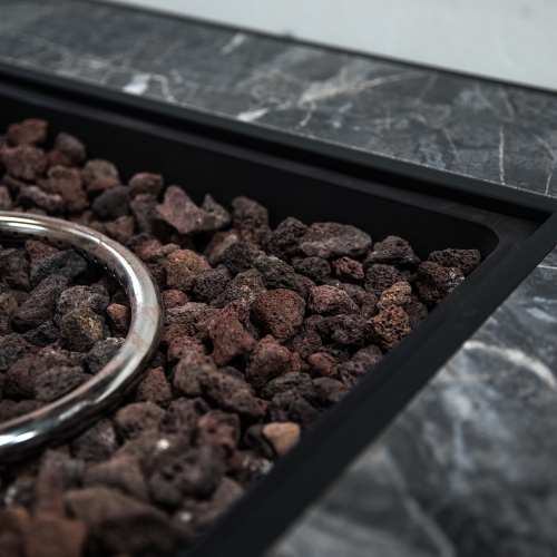 Deko Living 35 Inch Square Outdoor Propane Gas Fire Pit Table 50,000 BTU Heater with Lava Rock Filler