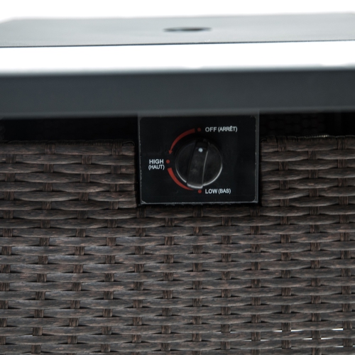 Deko Living 35 Inch Square Outdoor Propane Gas Fire Pit Table 50,000 BTU Heater with Lava Rock Filler