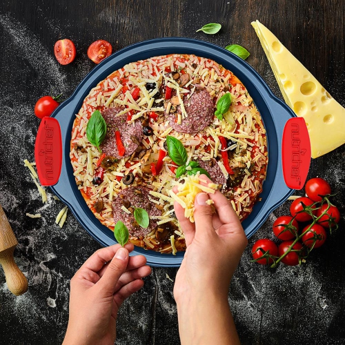 Moules de cuisson de four de cuisine - revêtement antiadhésif bleu de luxe à l'intérieur et à l'extérieur en acier au carbone avec poignées en