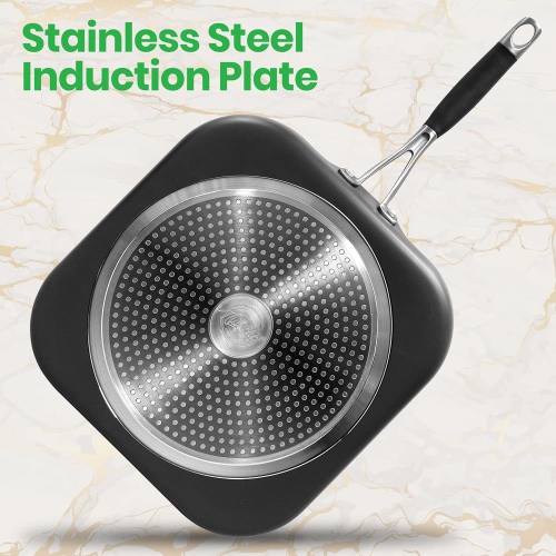 Griddle Pan - 3 Layers Copper Non-Stick Coating Inside, Hard-Anodized Looking Heat Resistant Lacquer Outside