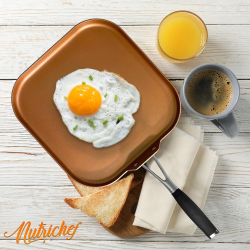 Griddle Pan - 3 Layers Copper Non-Stick Coating Inside, Hard-Anodized Looking Heat Resistant Lacquer Outside