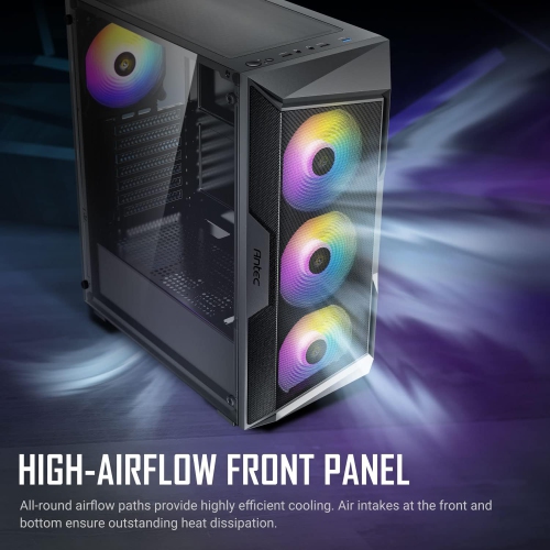 Antec AX Series AX61 Elite, High-Airflow Mesh Front Panel, 4 x 120mm ARGB Fans Included, Tempered Glass Side Panels, Up to 8 Fans, 360mm Radiator