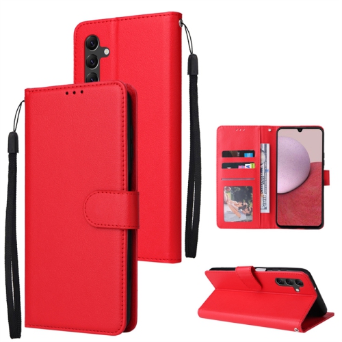 [CSmart] Magnetic Card Slot Leather Folio Wallet Flip Case Cover for Samsung Galaxy A15, Red