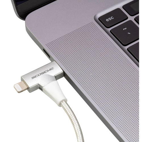 Câble USB-C à Lightning/USB-C de 1,22m Strikeline de Scosche (CCi4B4TWT-SP) - Blanc