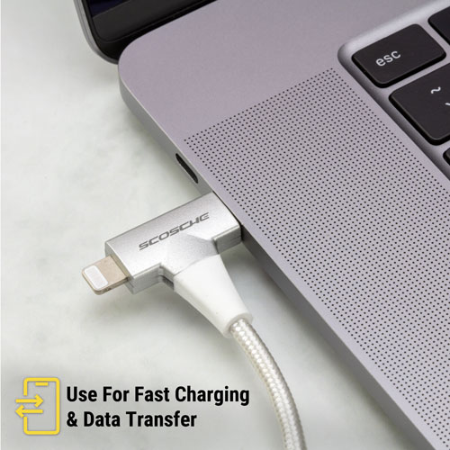 Câble USB-C à Lightning/USB-C de 1,22m Strikeline de Scosche (CCi4B4TWT-SP) - Blanc