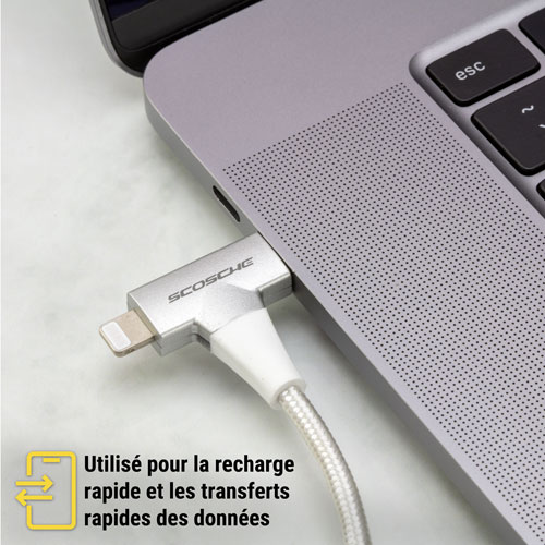 Câble USB-C à Lightning/USB-C de 1,22m Strikeline de Scosche (CCi4B4TWT-SP) - Blanc