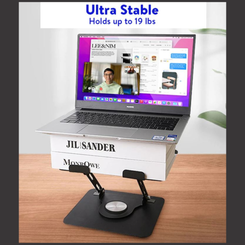 Uncaged Ergonomics RISE Swivel Adjustable Laptop Desk Stand 2.0- Black